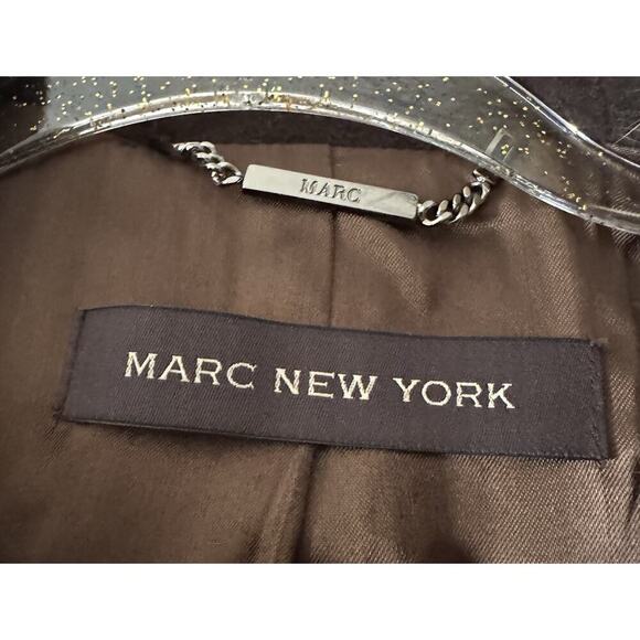MARC NEW YORK BROWN WOOL COAT WITH FUR HOOD SIZE 2P - Picture 4 of 14